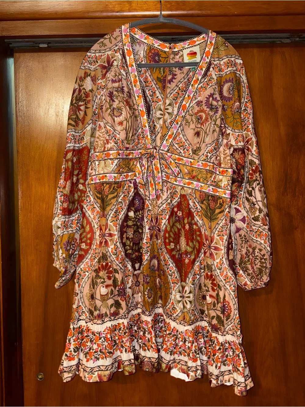 Farm Rio Bohemian Floral Print V-Neck Dress in Multi